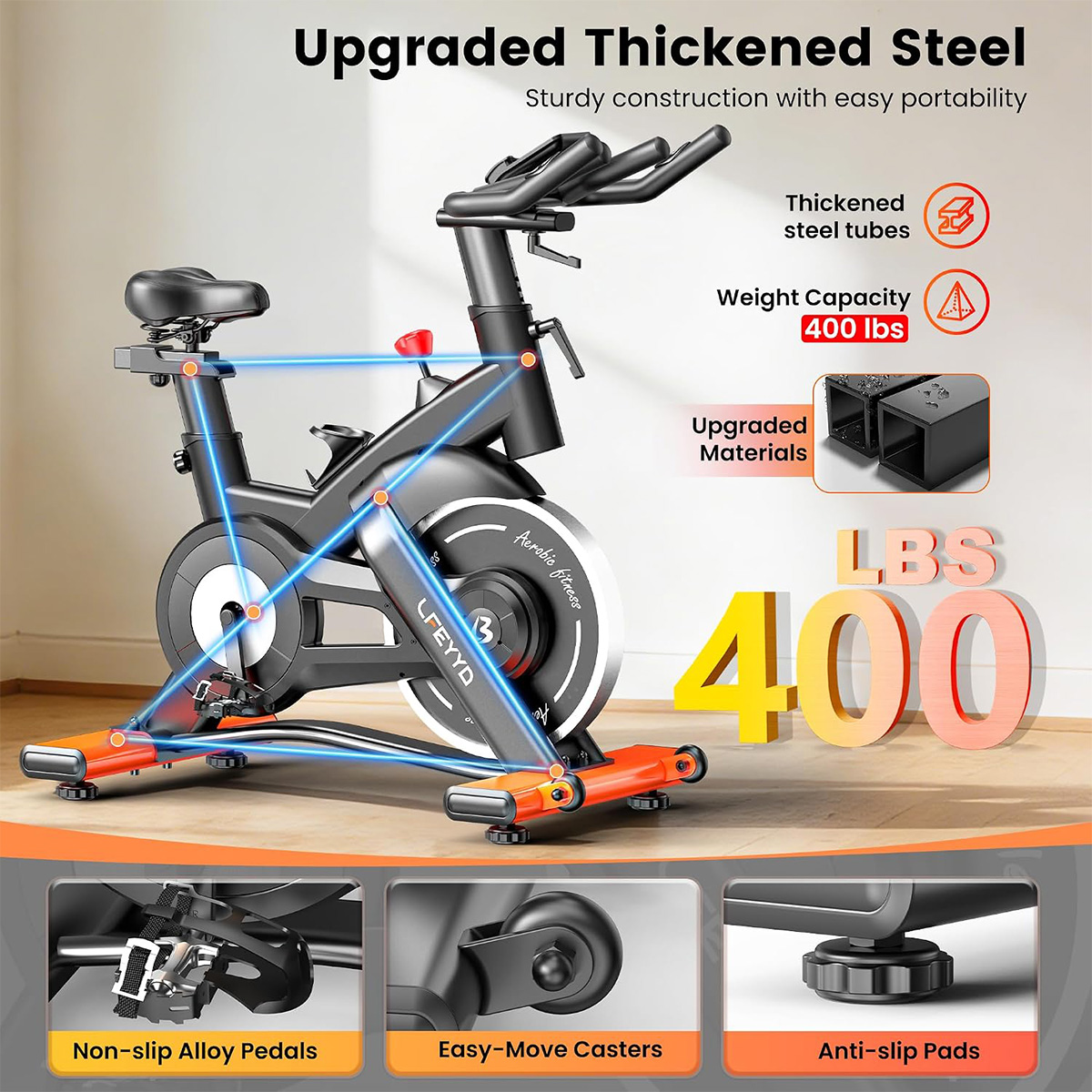 Pooboo Exercise Bike, 400LB Ma - огляд і ціна Exercise Bike Magnetic Resistance
